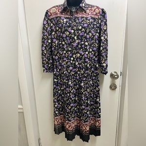 VTG Breli Originals Black/Purple Floral Dress Size Large